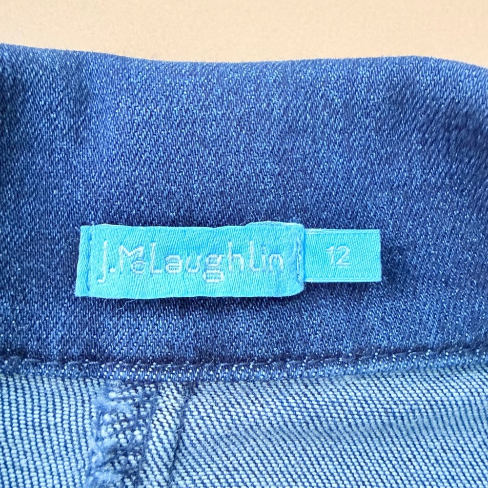 J. McLaughlin Women Dark Denim Double Breasted Blazer Jacket 12 Stretch Luxury‎ - Picture 2 of 14